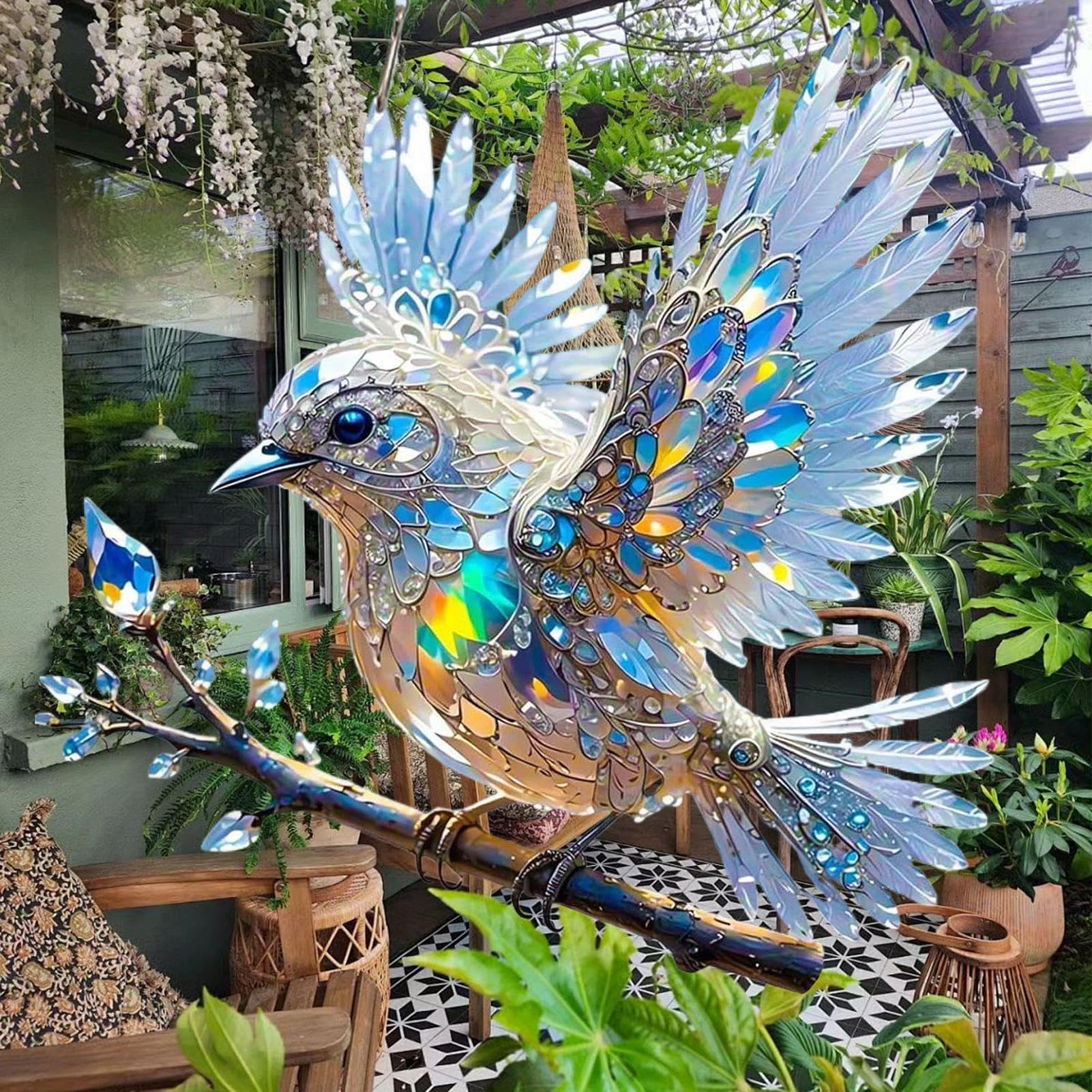 Amazon.co.jp: 鳥の装飾 - ステンドグラスクリスタルバードアート 
