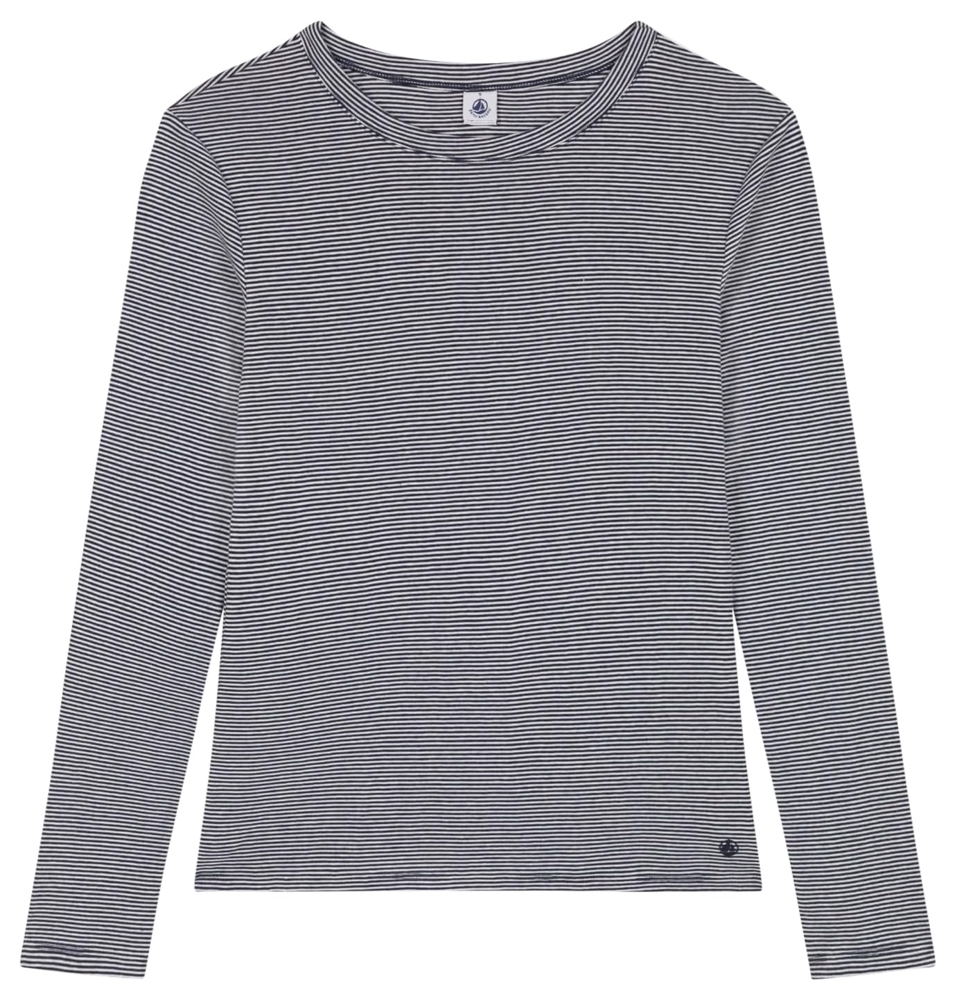 Petit Bateau A0BLK Long Sleeve Tee Shirt Women's Smoking/Marshmallow M