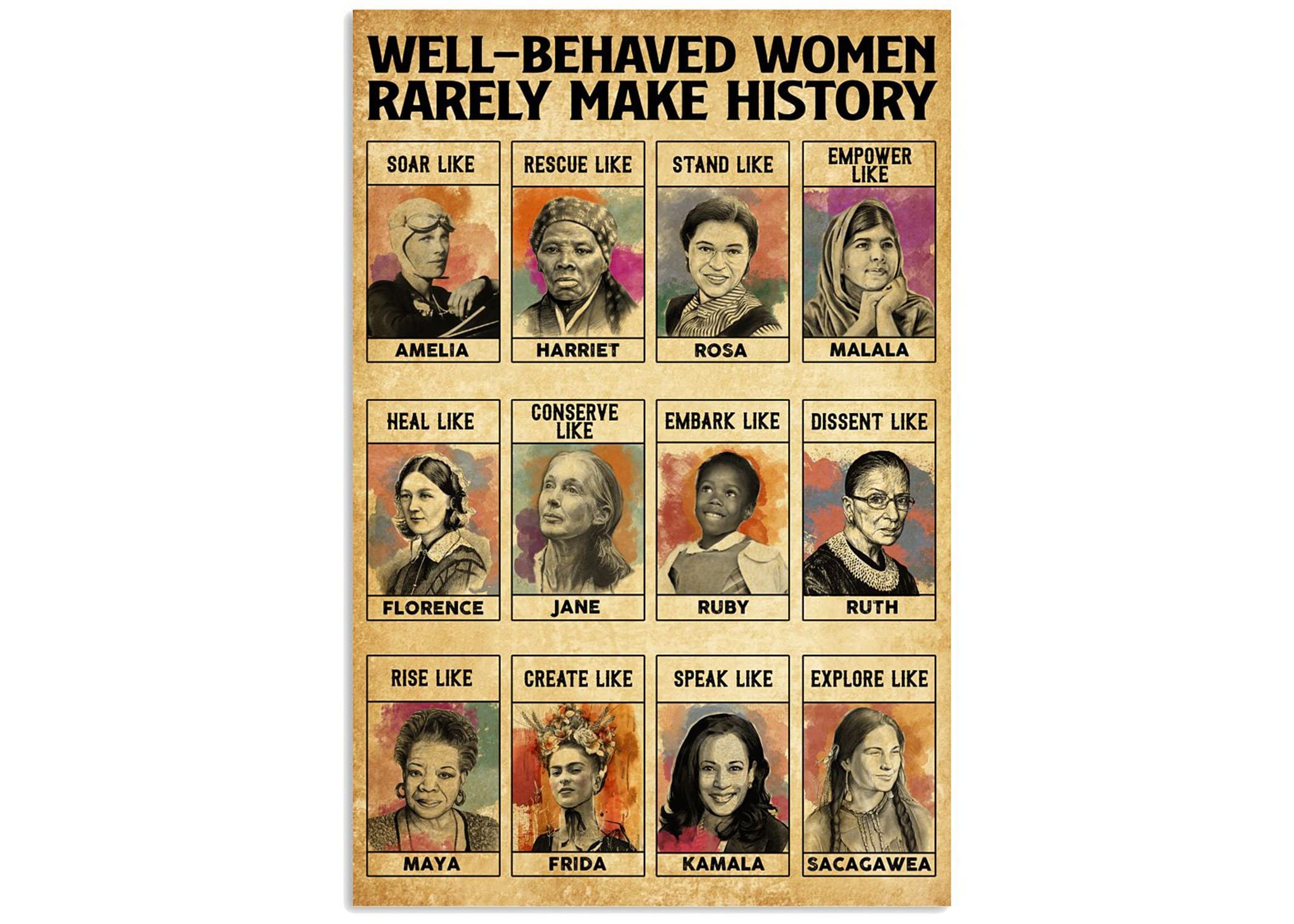 Well behaved Women Rarely Make History metal signfeminist Poster feminist wall art feminist feminist art feminist gift metal tin sign 8x12 Inch