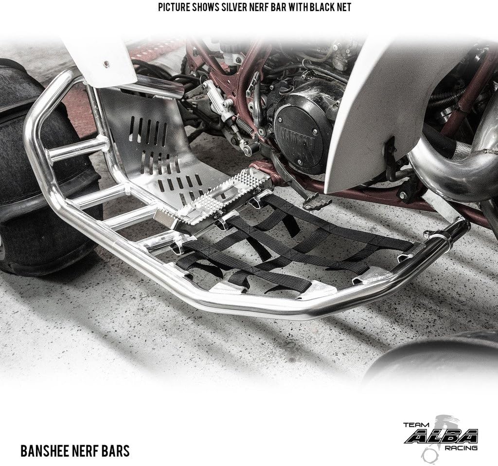 Banshee YFZ 350 (1987-2006) Propeg Nerf Bars Silver with Blue Net (More Net Color Choices Available) Compatible with Yamaha Banshee ATV