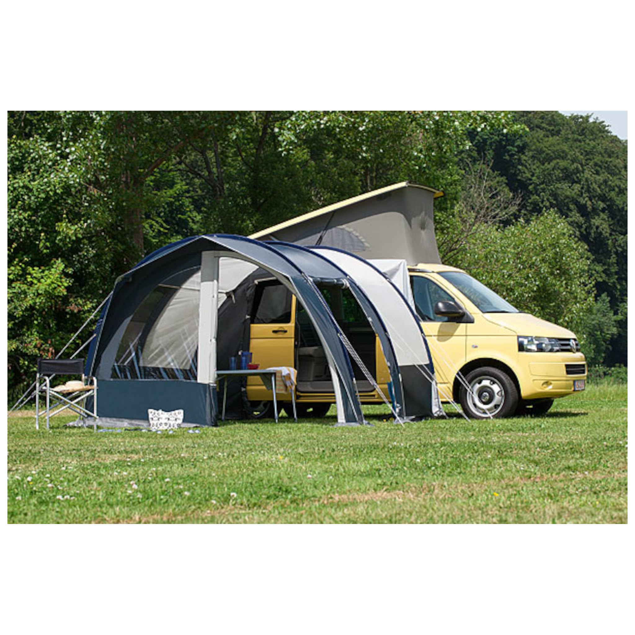 DWT Buszelt Fjord 30, 340 x 240 cm, freistehendes Mobilzelt, ideal für Minivans inkl. Abspannmaterial, Schleusenstab und Tragetasche