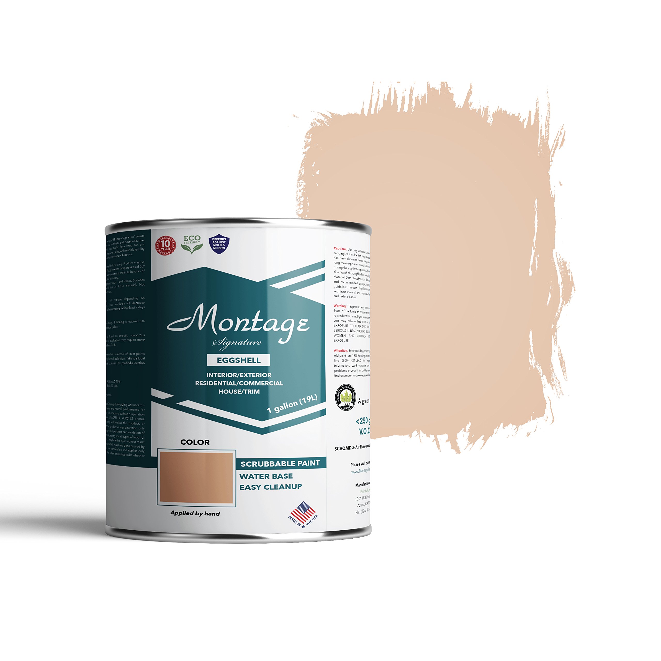 Montage Signature Interior/Exterior Eco-Friendly Paint, Desert Tan, Low Sheen, 5 x 8 inch Chip Card Sample