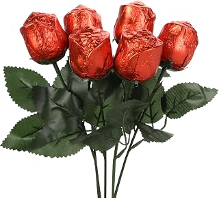 Needzo Valentines Day Milk Chocolate Roses, Edible Flower Arrangement, Colors May Vary, 0.7 Ounces