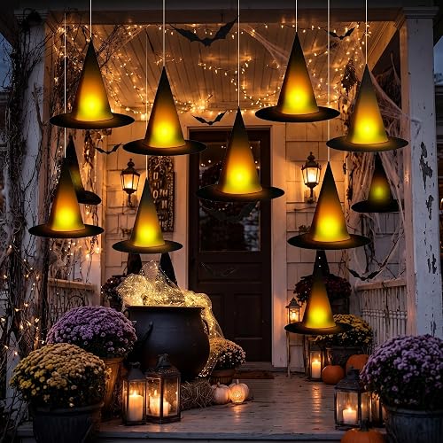 taupphoo Halloween Black Witch Hats DIY Floating Light up Witch