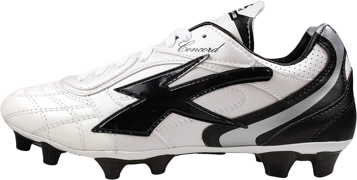 Men's Concord Soccer Cleats Style S201XB White/Black Leather Firm Ground