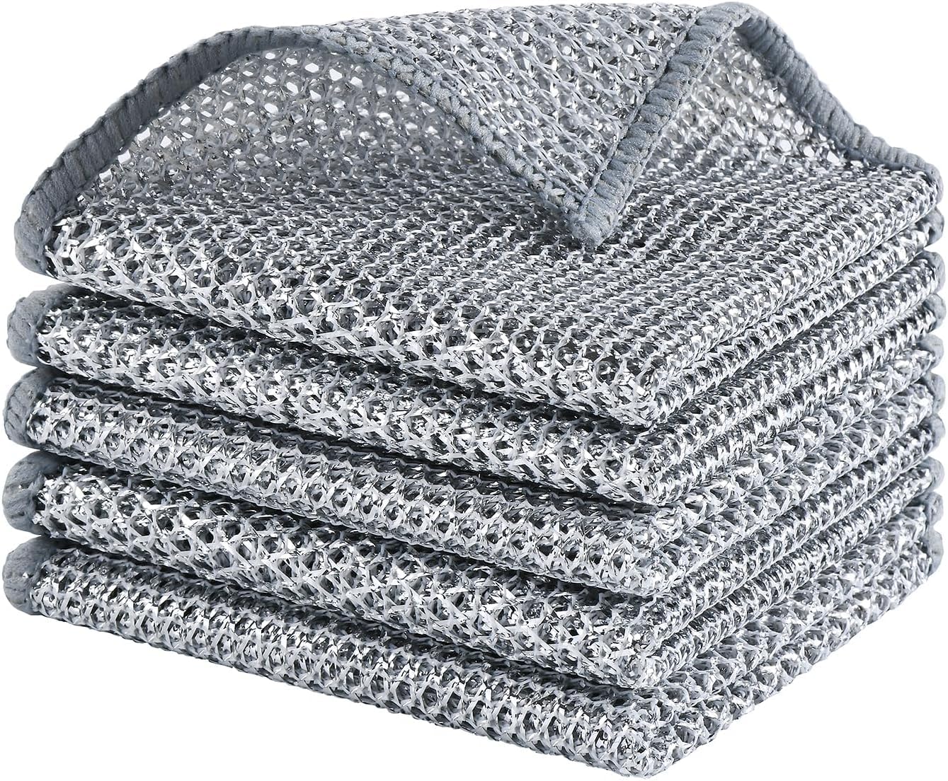 Kyrotech 5 Adet Tel Temizlik Bezi – 20x20 cm Paslanmaz Metal Tel Temizlik Süngeri – Islak ve Kuru Kullanıma Uygun, Çizmeden Temizleyen Çok Amaçlı Tel Bez – Tencere, Tepsi, Fırın, Lavabo Temizliği için