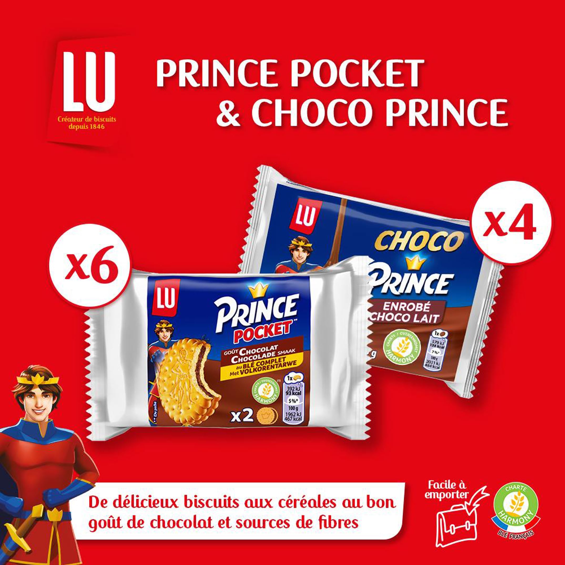 LU - La Boîte à Goûter - 1 Mois de Goûters* Enfant - 30 Biscuits et Gâteaux Individuels - Prince Pocket, Choco Prince, Pépito, Granola Chocolat, Mini Roulé - Récréations Sorties Vacances - 0,92 kg | 30 Portions individuelles | Prince Pocket, Choco Prince,