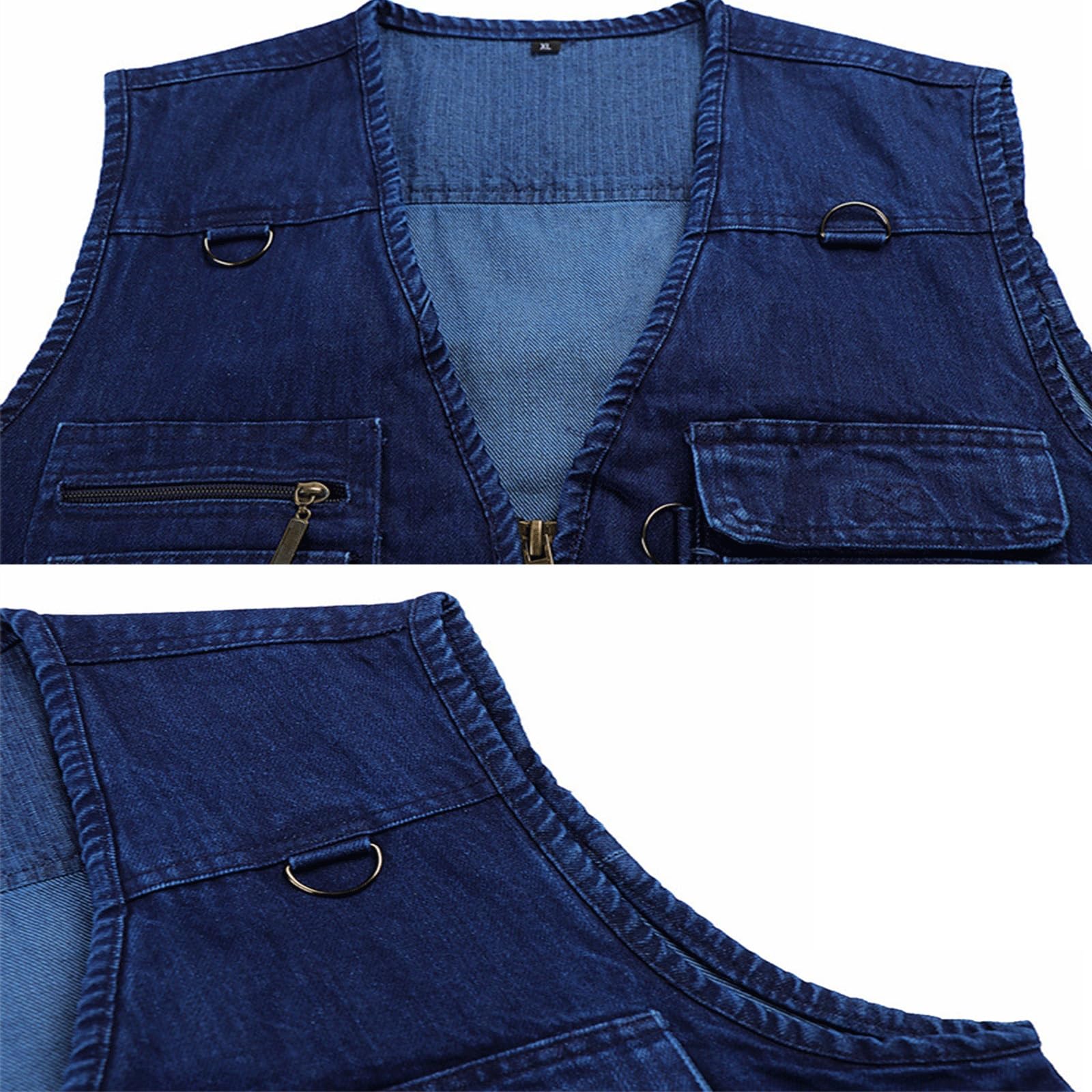 Wygwlg Gilet Da Uomo In Denim Di Grandi Dimensioni Widen, Giacca Senza Maniche Multitasche Casual Da Esterno Jean Work Travel Utility Vest, Per La Pesca Fotografica Di Viaggio