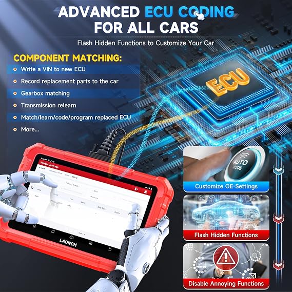LAUNCH X431 Pro Star 8'' Bidirectional Scan Tool with 37+ Resets & ECU Coding,All System Car Diagnostic Scanner All in One OBD2 Scanner with CANFD, DOIP, FCA Autoauth Car Diagnostic Tool 2 Year Update