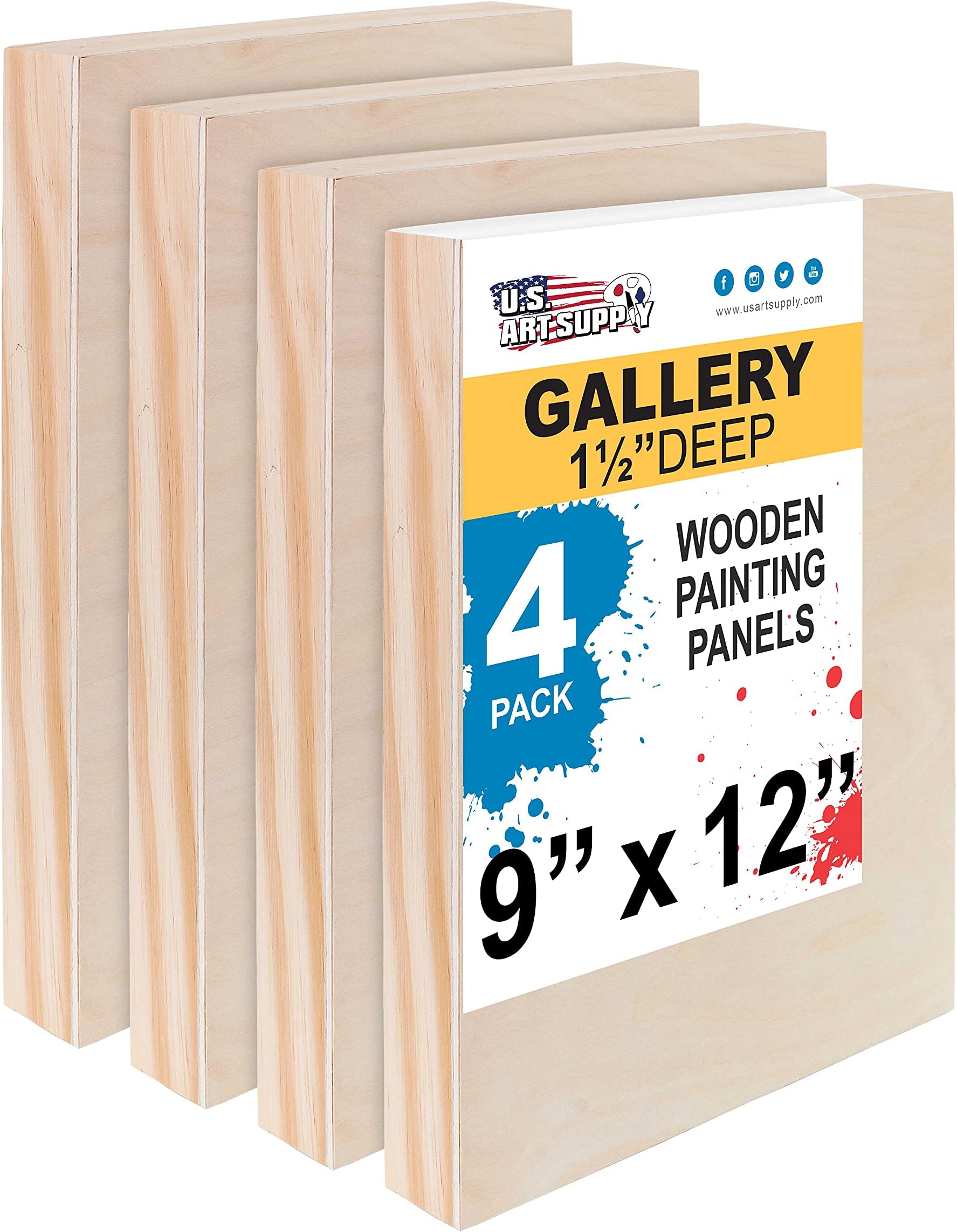 Amazon.com: 9x12 Wood Canvas for Crafts, 6-Pack Framed Wooden Panel ...
