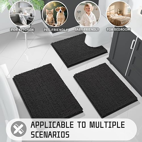 Miniatura 7 de Yimobra Tapete de baño de lujo lanudo en forma de U para baño, 24.4 x 24.4 pulgadas, suave y cómodo, máxima absorción, secado rápido,