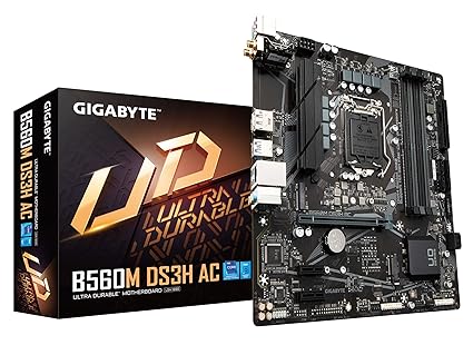 GIGABYTE B560M DS3H AC (LGA 1200/ Intel/ B560/ Micro-ATX/Dual M.2/ PCIe 4.0/ USB 3.2 Gen1/ GbE LAN/Motherboard)
