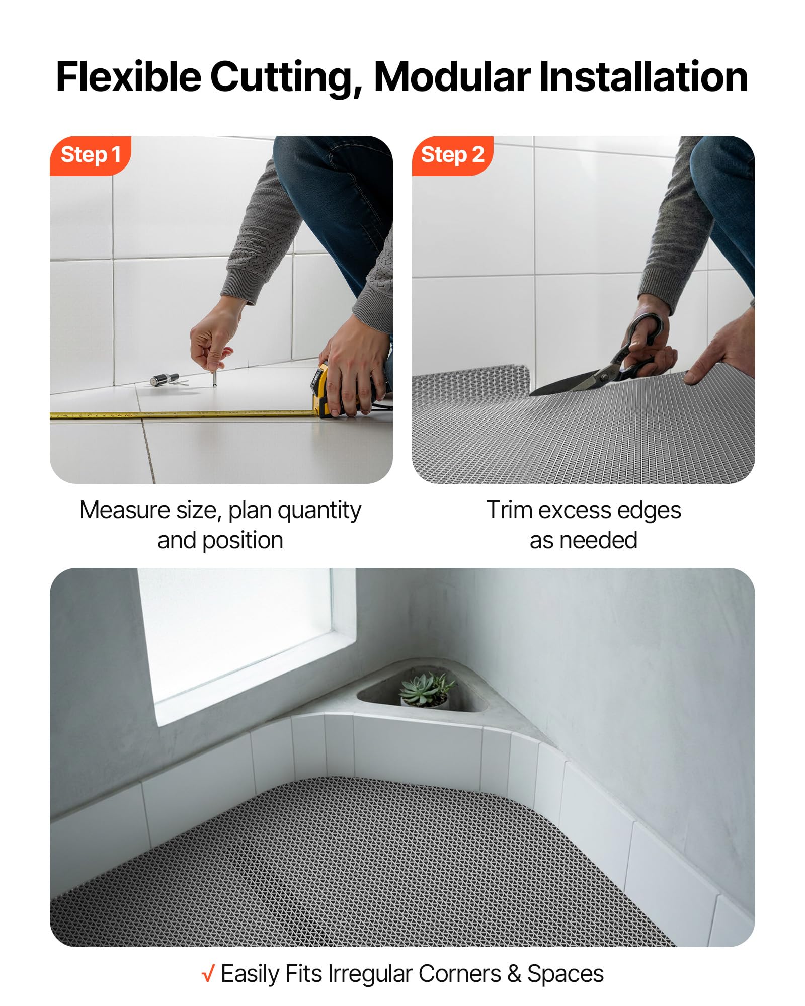 VEVOR Tapis de Drainage Antidérapant 90x300 cm, Caillebotis Piscine PVC, Revêtement Sol Zones Humides Restaurant Piscine Terrasse Salle de Bain