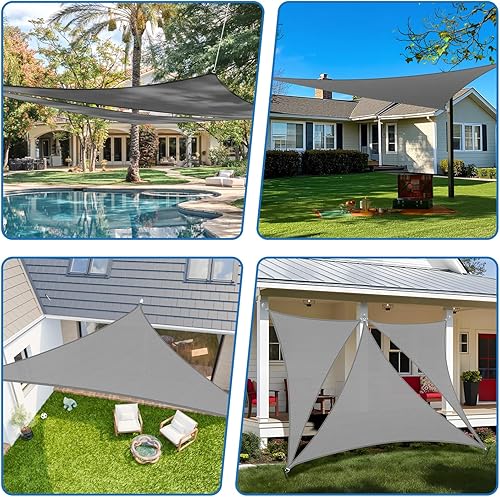 Miniatura 2 de Tang toldo de sol, velas de sombra, triángulo permeable, Toldo estándar comercial personalizable 180gsm, Gris claro