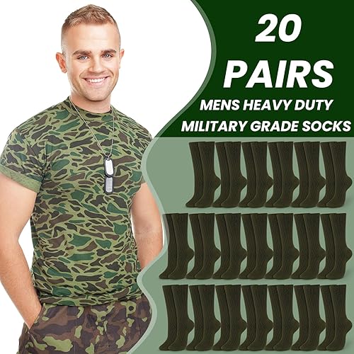 Miniatura 3 de Ramede 20 pares de calcetines militares para botas militares para hombre, calcetines de algodón grueso de grado militar, calcetines militares para