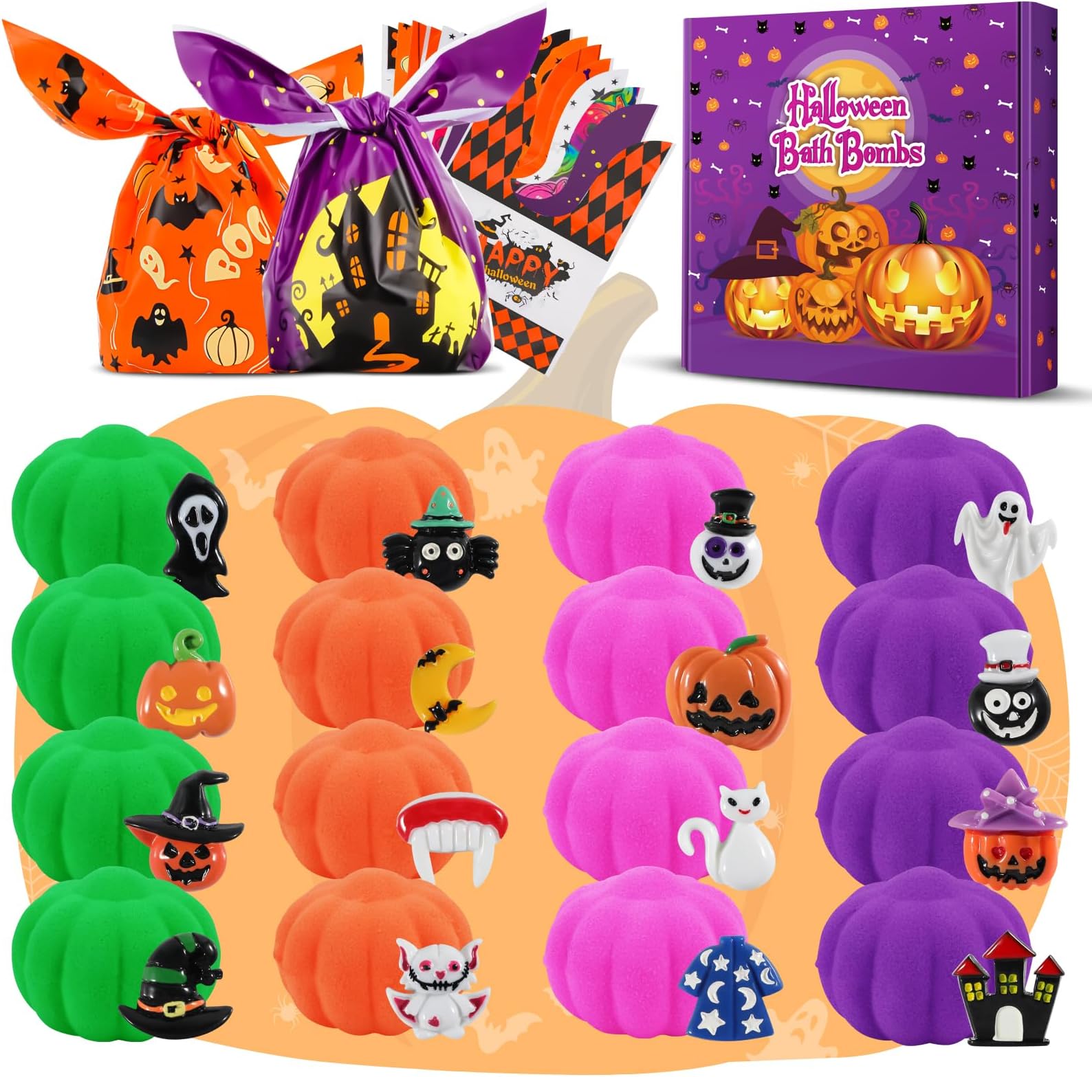 Bath Bombs for Kids-16 Pack Bath Bomb, Christmas Gifts for Kids, Hidden Spooky Toys, Gentle and Kids Safe, Ideal Birthday Gift for Boys & Girls