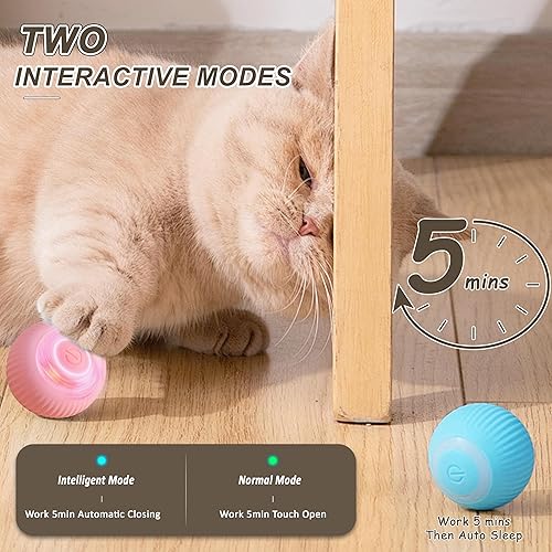 Miniatura 3 de ZALBYUY Pelota interactiva inteligente de juguetes para gatos con luces LED, juguetes para gatos, bola rodante automática para gatos de interior,