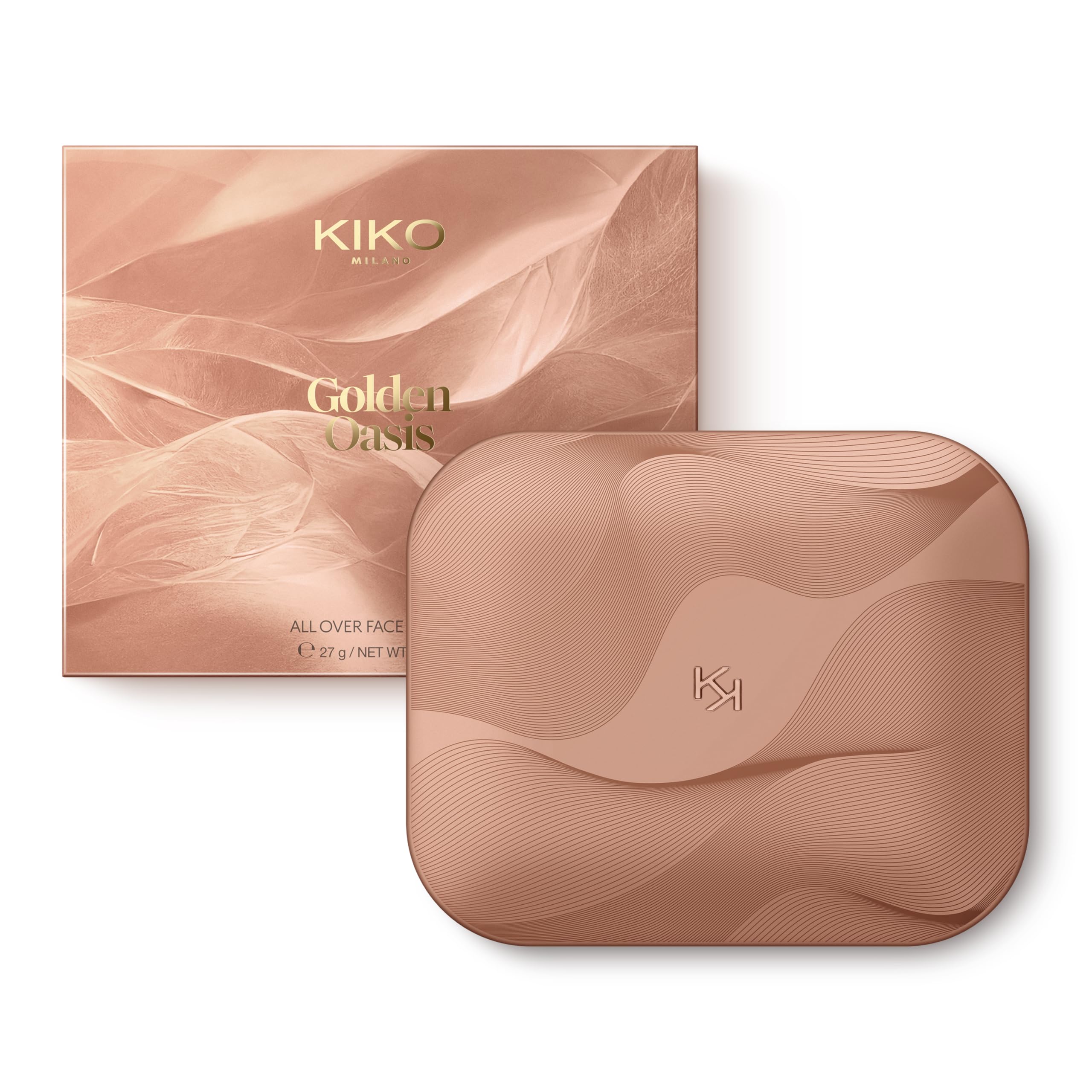 KIKO Milano Golden Oasis All Over Face Palette 02, Palette Pour Le Visage Avec Correcteur, Fond De Teint, Poudre Bronzante Et Blush