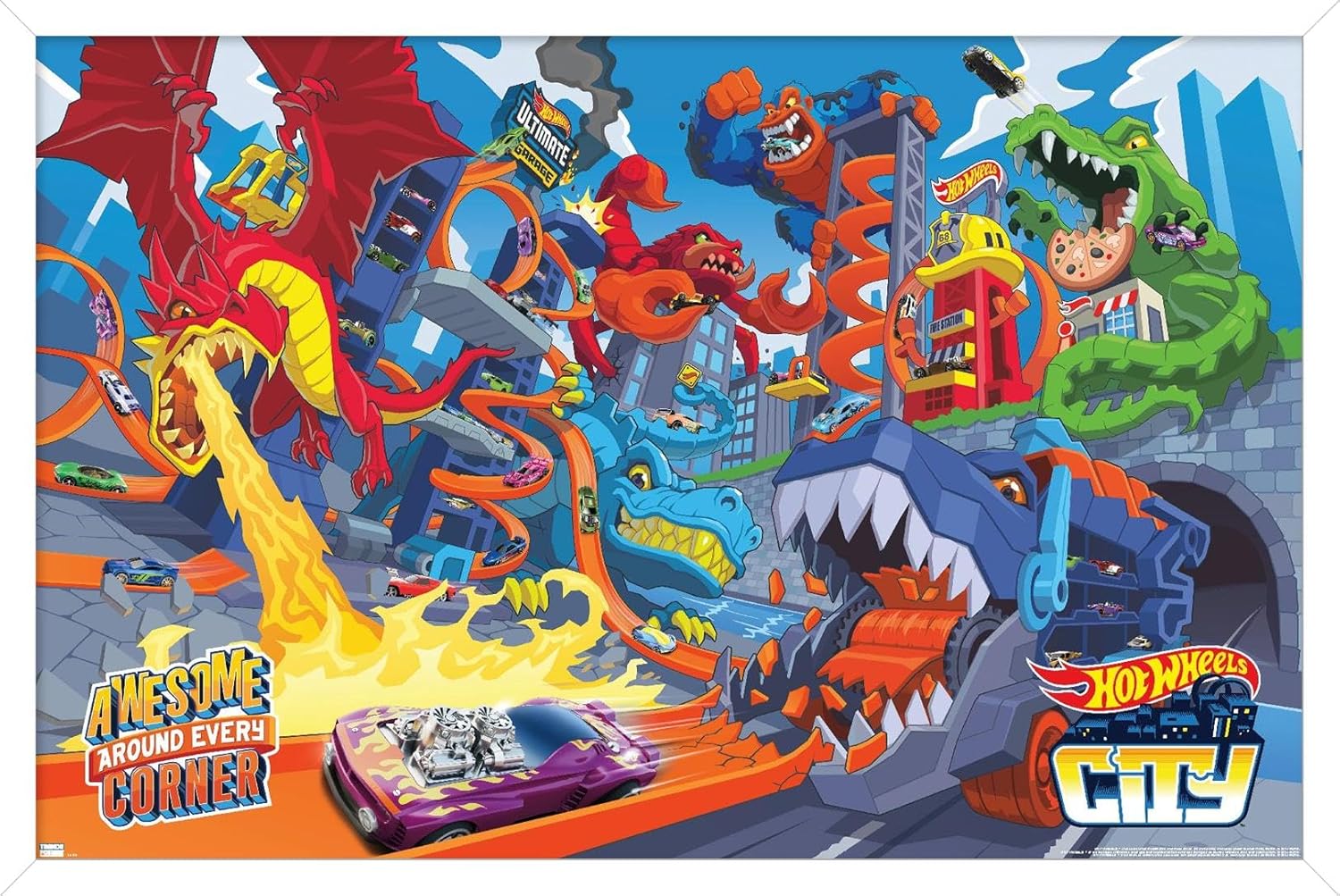 Mattel Hot Wheels - Awesome Around Every Corner Wall Poster, 34L" x 22.4W", Premium Unframed Version