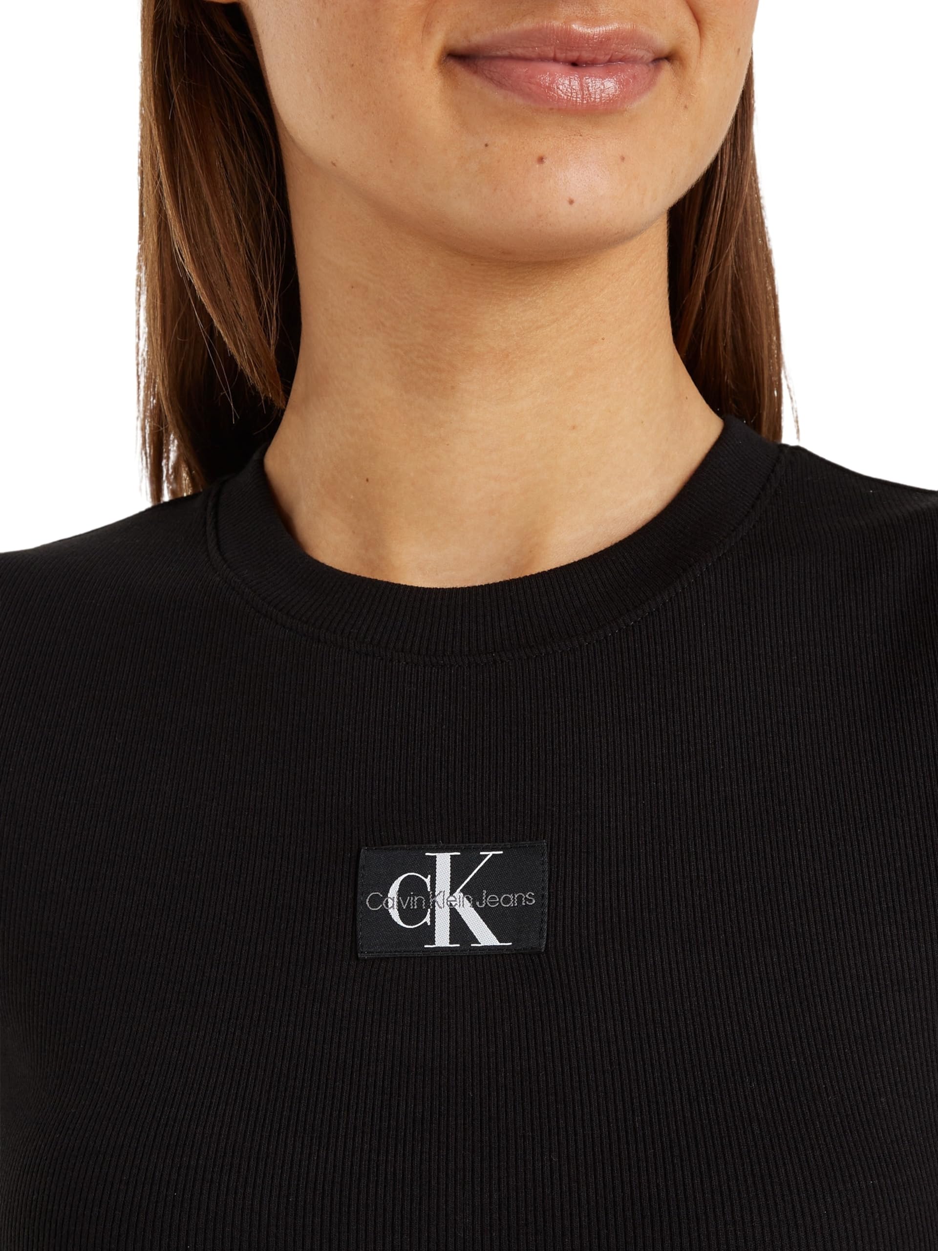 Calvin Klein Woven Label Rib Baby Tee J20j223552 Maglietta a Maniche Corte Donna