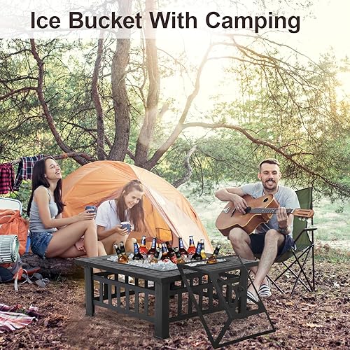 Miniatura 3 de FDW Hoguera multifuncional para exteriores, mesa de 32 pulgadas, estufa de metal para patio trasero con cubierta impermeable para patio, jardín,