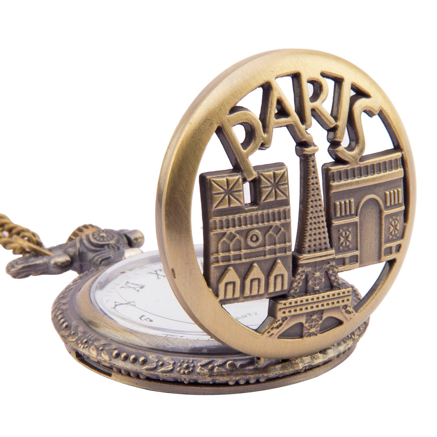 Kartique Full Hunter Pocket Watch with Chain Paris Engraving Roman Number Dial with Wooden Box (B076D7K6YW) Amazon Price History, Amazon Price Tracker