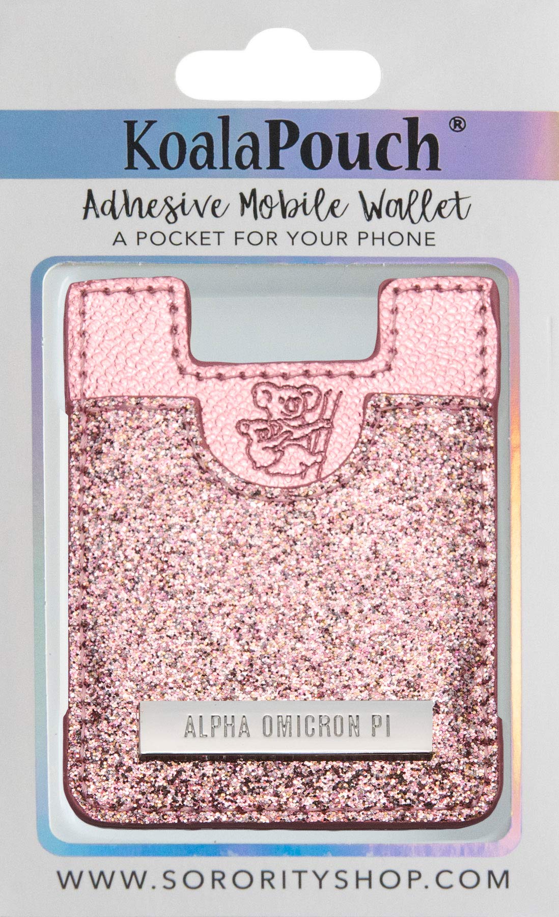 Sorority ShopAlpha Omicron Pi - Glitter Koala Pouch 2.625" x 3.5" Pink AOP-GKP