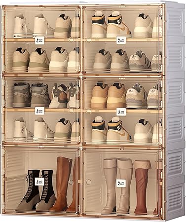 ANTBOX Portable Shoe Rack Organizer for Closet Entryway, Stackable Sneaker Storage Shoe Cabinet with Magnetic Clear Door, Large Plastic Storage containers Bins with Lids 5 Tiers 20 Pairs