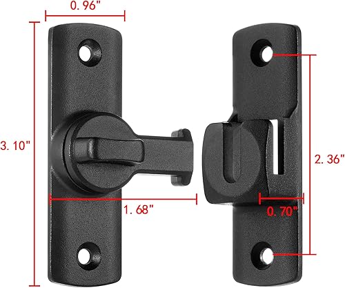 Miniatura 2 de Pestillos de puerta de granero, cerradura de puerta de 90180 grados, herrajes para puerta abatible, pestillo de bloqueo de puerta de ángulo recto,
