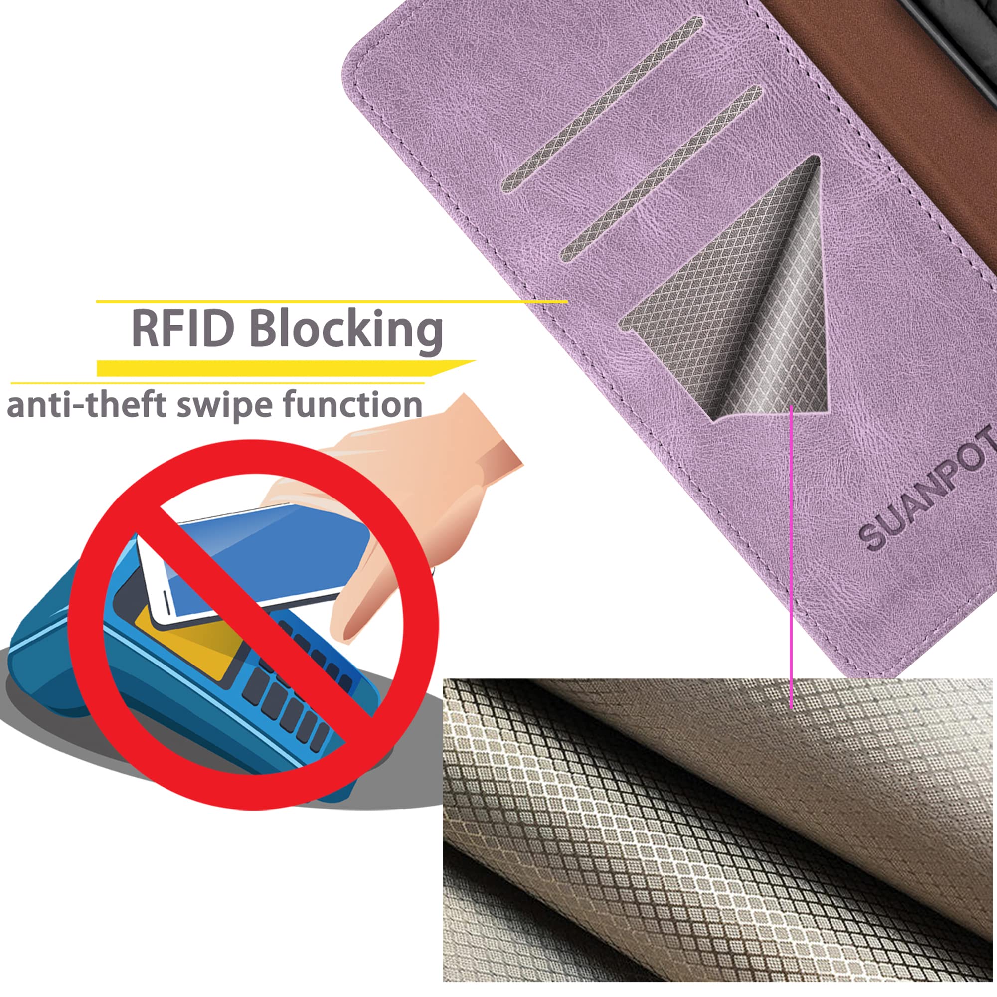 Carga Inalámbrica Soporte Atril Funda Cartera IPhone Xs Max MONASAY - Con Bloqueo RFID Y Protector Pantalla Funda Libro Ranuras Tarjetas Rfid