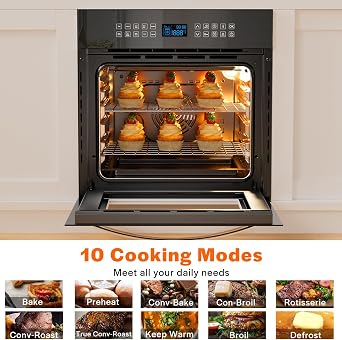 Empava Built-In Electric Single Wall Oven 24 inch Convection and Rotisserie
