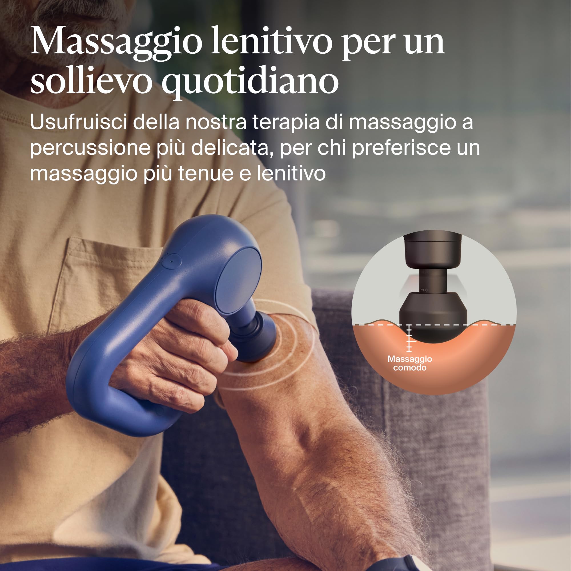 Theragun Relief Massaggiatore a Percussione Manuale - Facile da Usare, Confortevole e Leggero per Alleviare Dolore Quotidiano in Collo, Schiena, Gambe, Spalle e Corpo-Marine