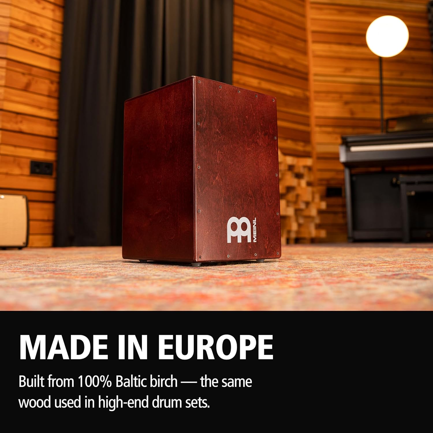 Snare Cajon Box Drum with Bag Bundle For Acoustic Music — MADE IN EUROPE — Baltic Birch Wood, Play with Your Hands, Full Size, 2-YEAR WARRANTY