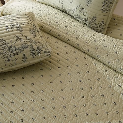 Miniatura 6 de Great Bay Home Juego de colcha reversible de tamaño King con oso de estilo rústico de cabaña y fundas decorativas de almohada apto para todas las