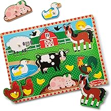 Melissa & Doug Farm Wooden Peg Puzzle 8 pcs