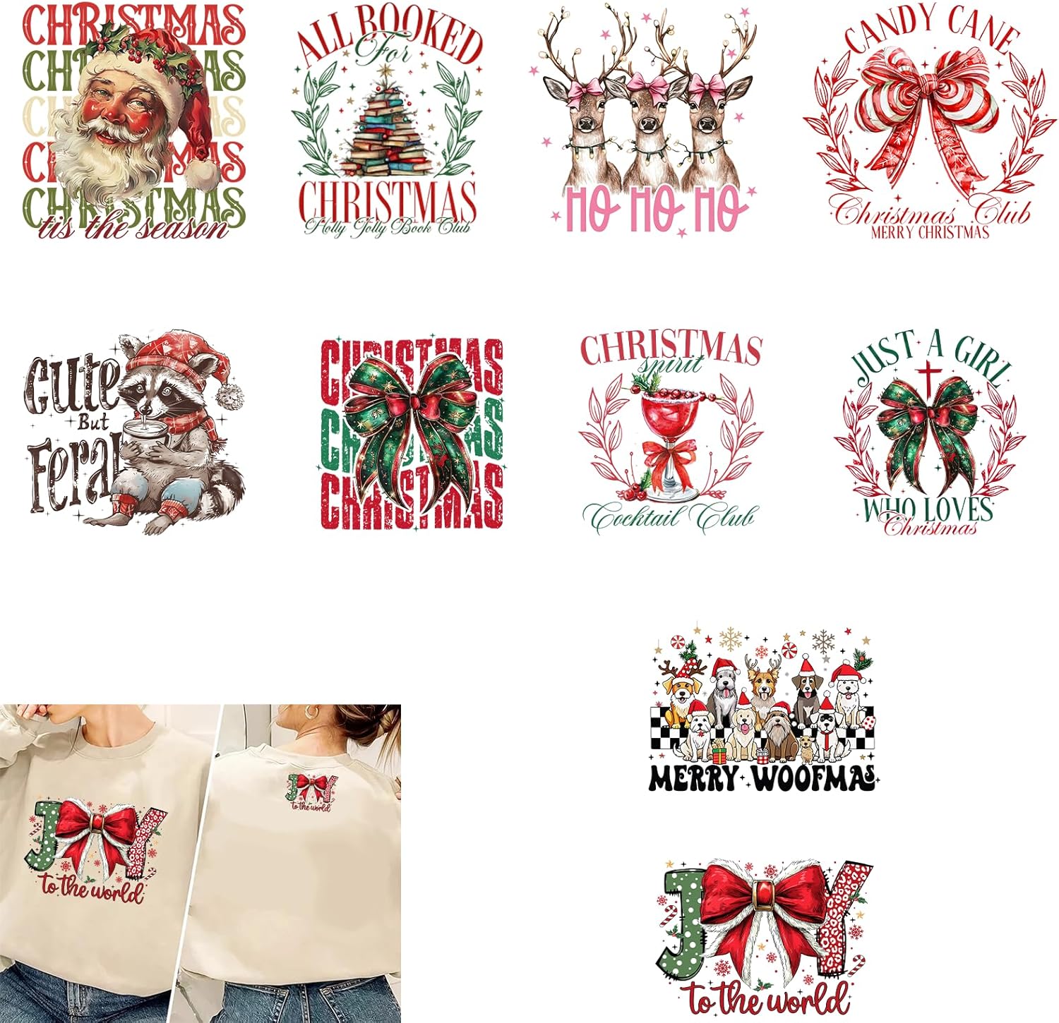 20sheets Christmas Iron on Transfers Patches, Christmas