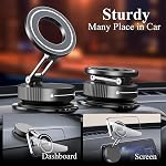 Vacuum Magnetic Phone Holder for Car,Full Metal Body,Vacuum Suction Phone Mount,Magnetic Car Mount for iPhone, Folding Holder for iPhone and Android (Black) | Full Metal,Vacuum Suction,Folding Holder,360 Rotation for iPhone and Android