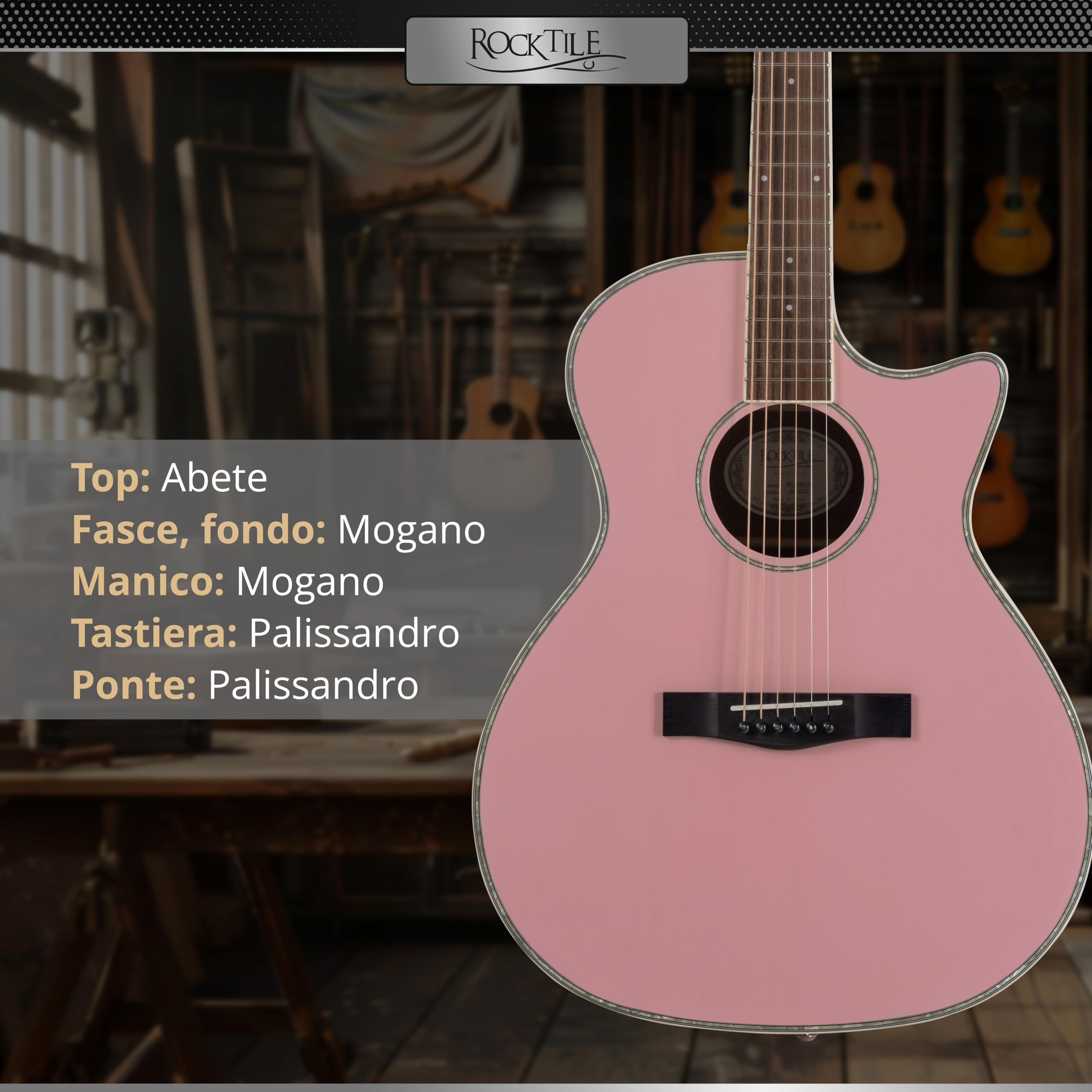 Rocktile WSC-150C-PK Chitarra Western Pink, Generale, Modello: WSC-150C-PK