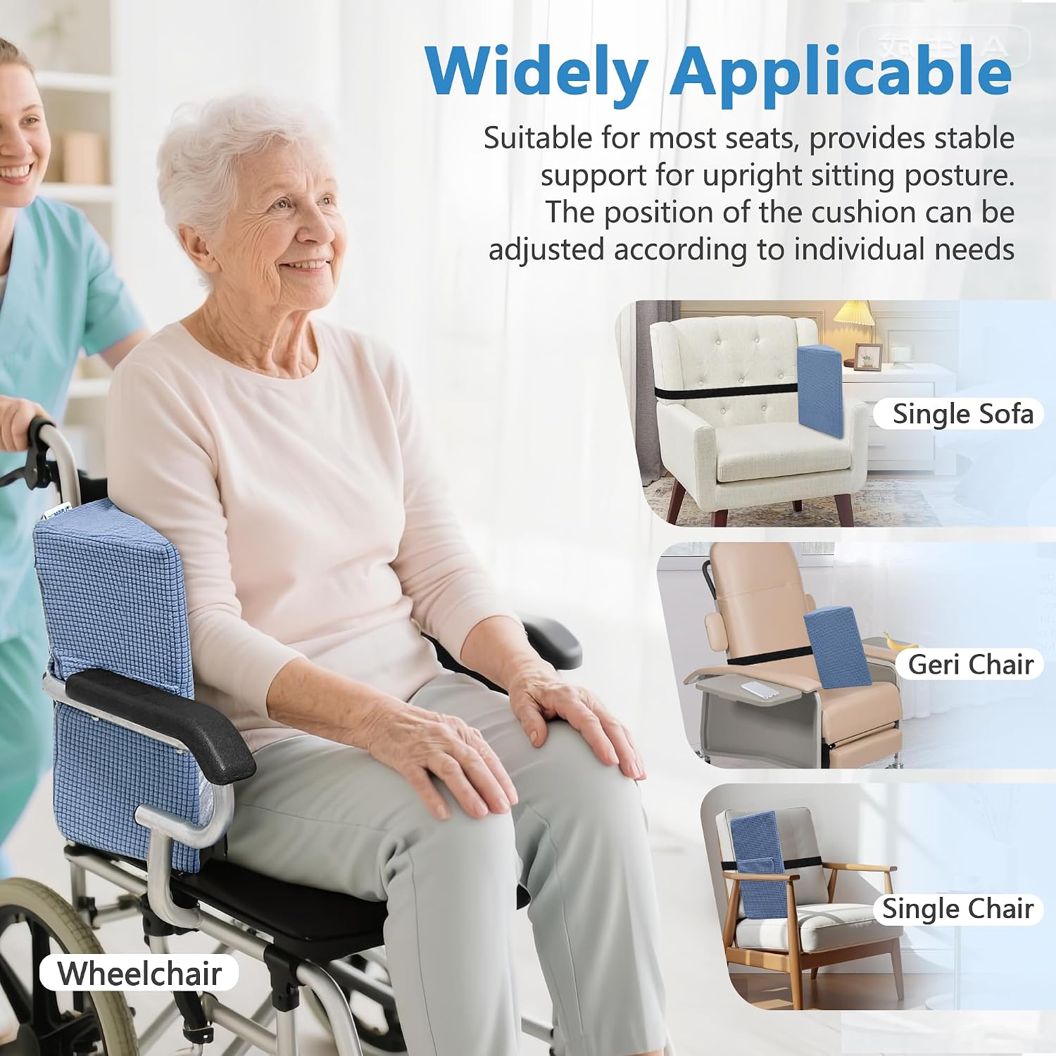 KAAMOS Lateral Support for Wheelchair Wedge Cushion, Side Guard Support Wheelchair Positioning Wedge, Wheel Chair Side Padding for Elderly, Chair Lateral Back Support for Sitting Upright (1PCS)