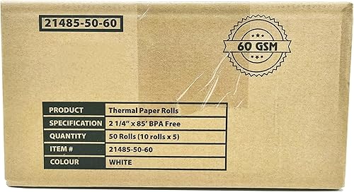 Miniatura 4 de Rollos de papel térmico de 2.25, 2 14 x 85 pulgadas, 50 rollos First Data FD130, FD50, FD400, FD55, FD100Ti, papel térmico Tranz 420, Verifone