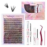 DIY Lash Extensions Kit 280PCS Individual Lashes Clusters,9-16mm MIX 40D Fluffy and Natural False Eyelashes,Wispy and Volumn,with Lash Bond and Seal,Tweezers,Glue Remover,Easy Use At Home