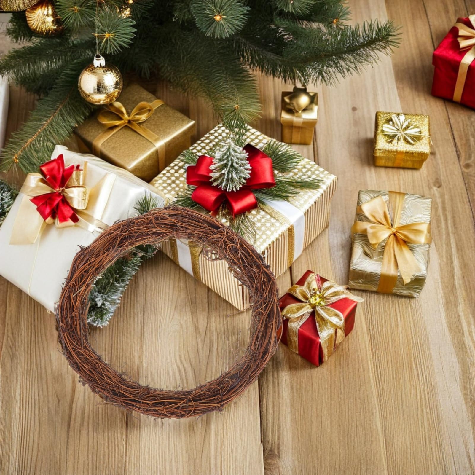 6 Stück Rattan Deko mit 30cm Kränzen aus Naturmaterial für Weihnachts und Hochzeitsdeko Langlebig Rustikaler Charme für Tür und Zuhause