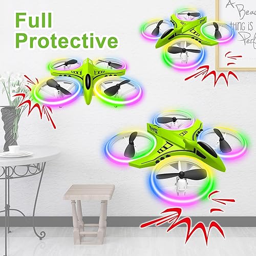 Miniatura 23 de Dwi Dowellin Mini dron de 4.9 pulgadas para niños, luces LED a prueba de golpes, con una tecla, despegue, aterrizaje, control remoto, pequeños Negro