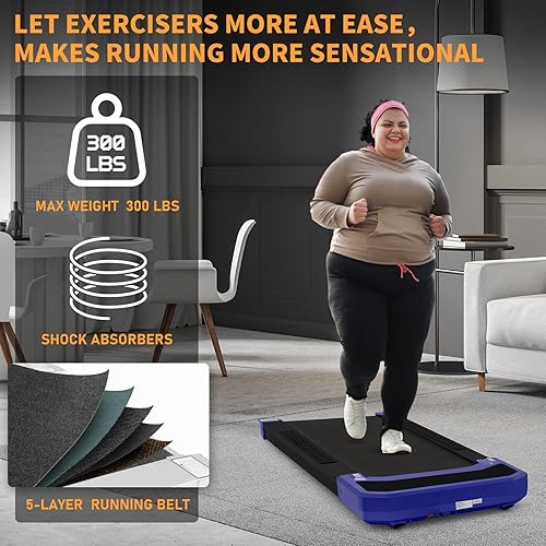 Miniatura 2 de Caminadora de 300 libras de capacidad, para debajo del escritorio, con control remoto y pantalla LED, cinta de correr portátil para uso en casa y