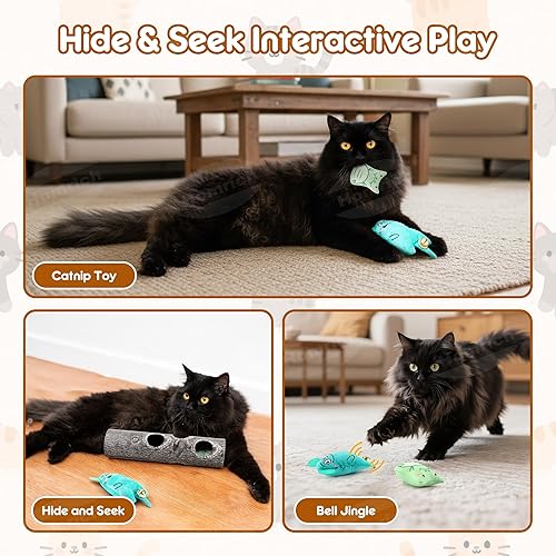 Miniatura 3 de Homrich Juguetes interactivos de rompecabezas para gatos de interior, juguetes divertidos para gatos con hierba gatera de felpa, diversión para