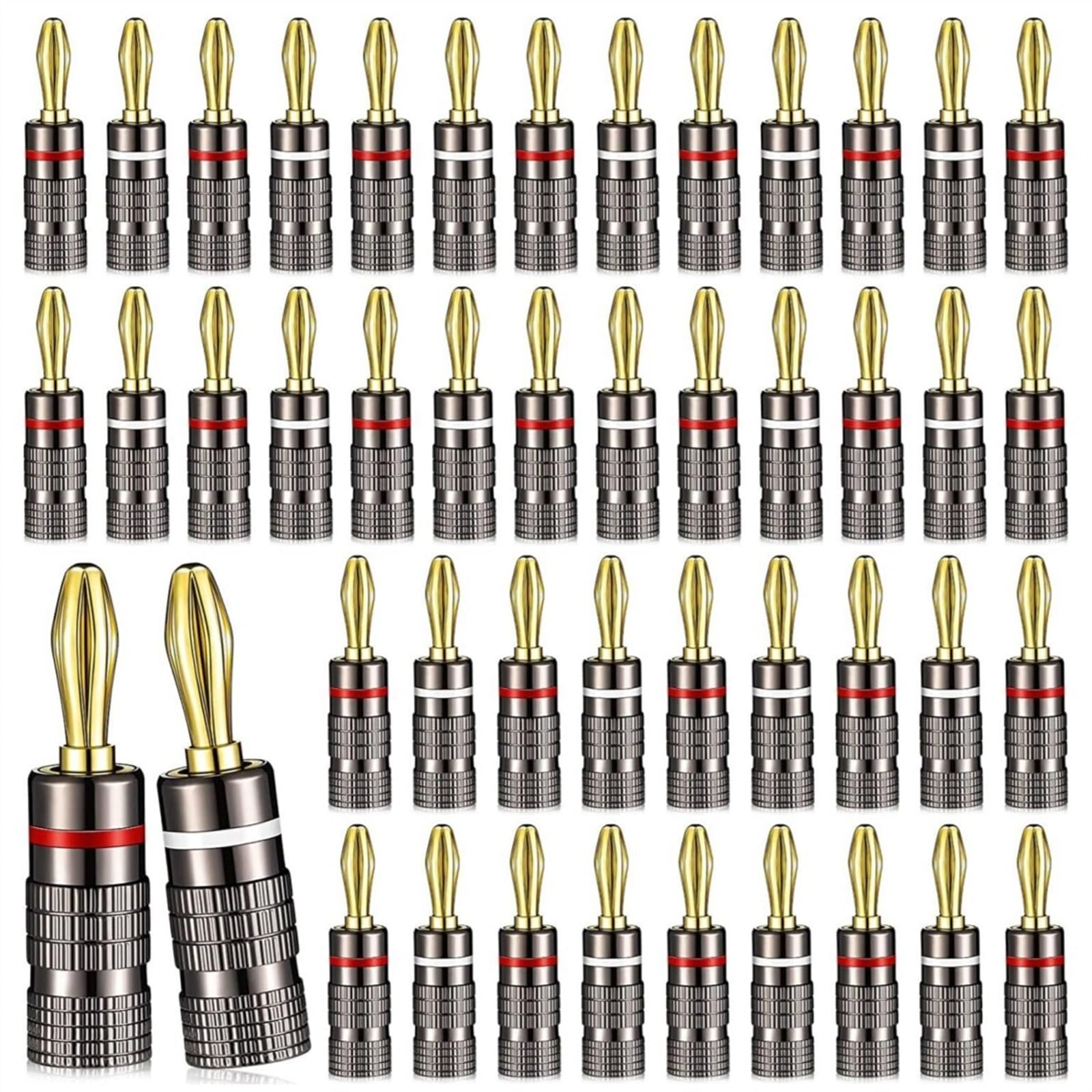 100 pièces fiche Banane plaqué Or cuivre 4mm connecteur Banane mâle Haut-Parleur Prise Pistolet métal