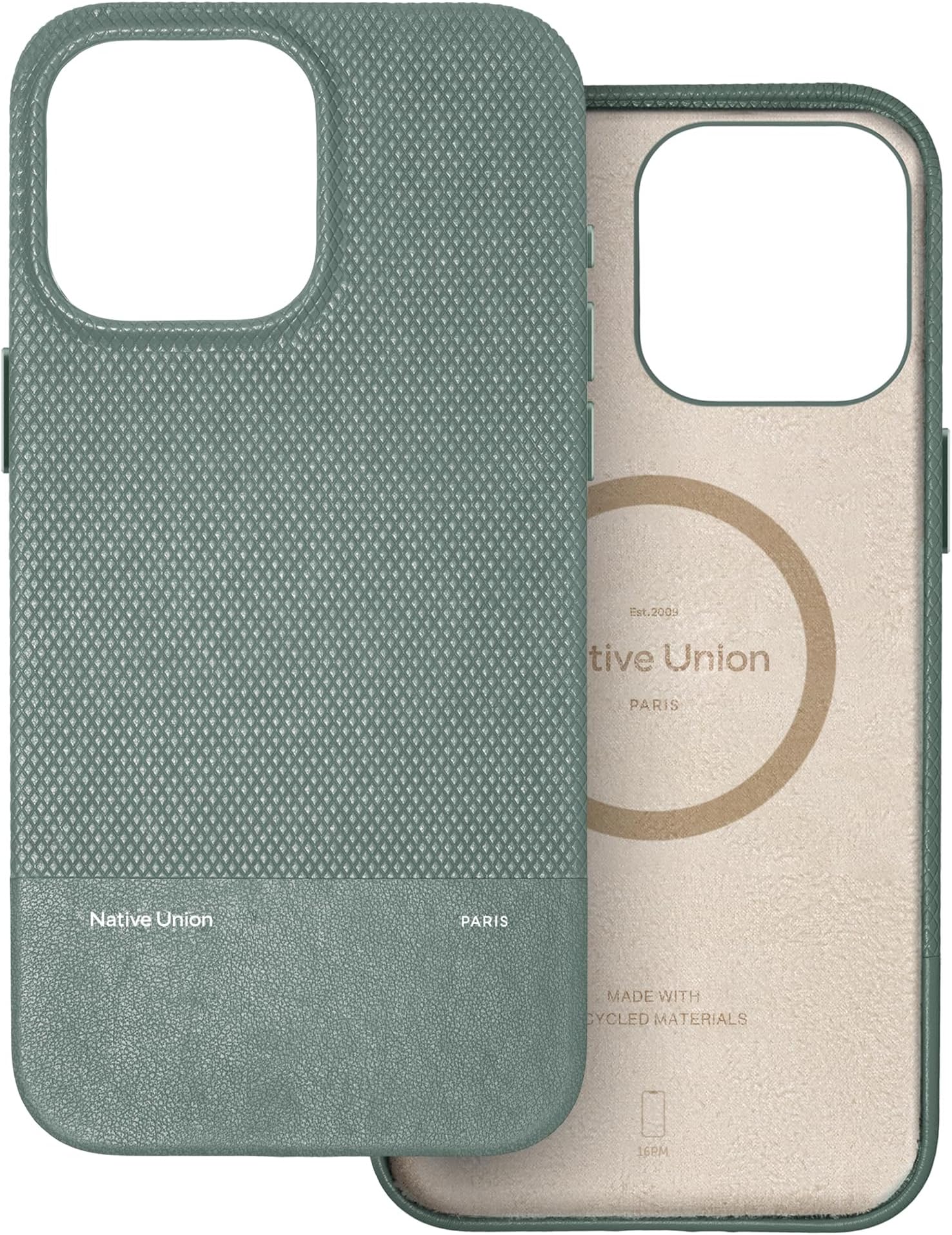 Native Union (Re Classic Case 3.0 – MagSafe Compatible with Built-in Magnets – Resistant & Recycled Materials – Ultra-Durable with 6ft / 1.8m Drop Protection for iPhone 16 Pro Max (Slate Green)