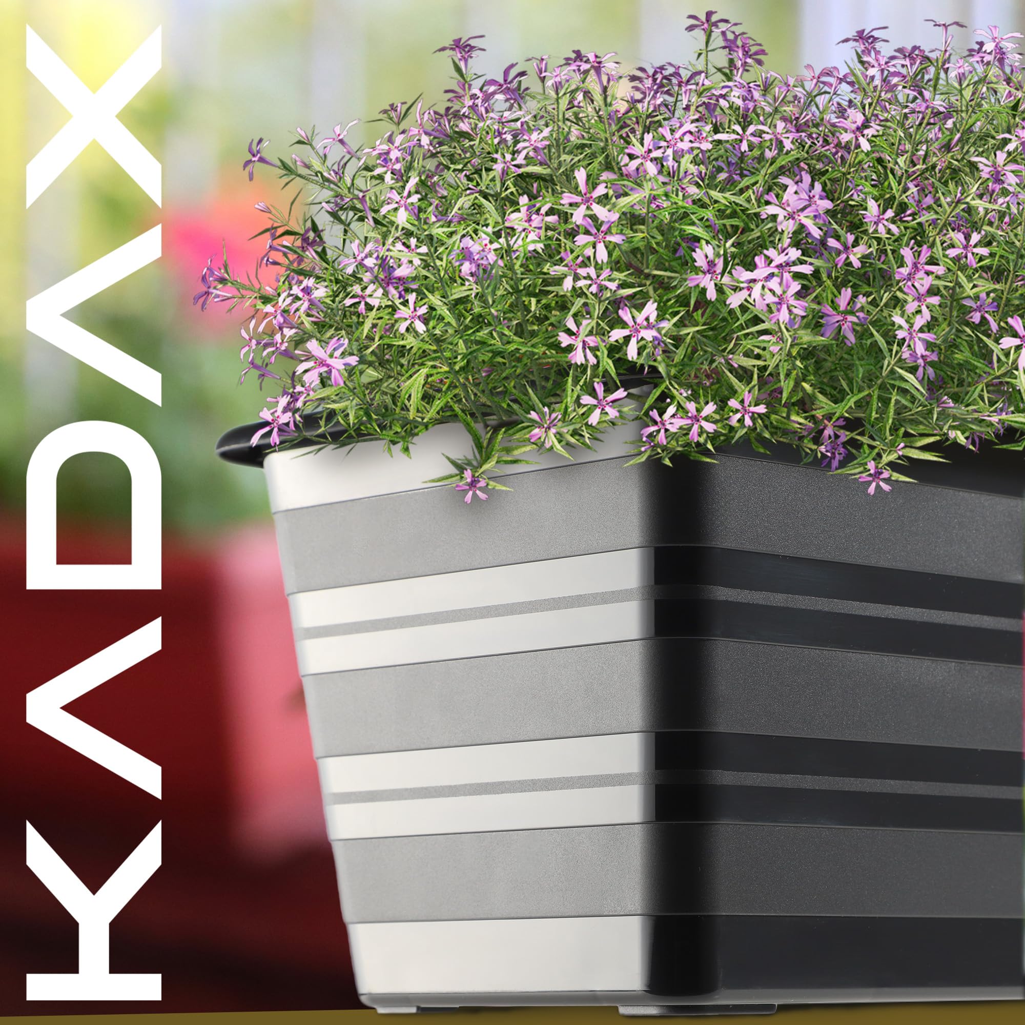 KADAX Set 4x60 cm Blumenkasten Anthrazit, Balkontopf aus Kunststoff, Witterungsbeständiger Pflanz-Kasten, Blumentopf, Geländerkasten für Blumen