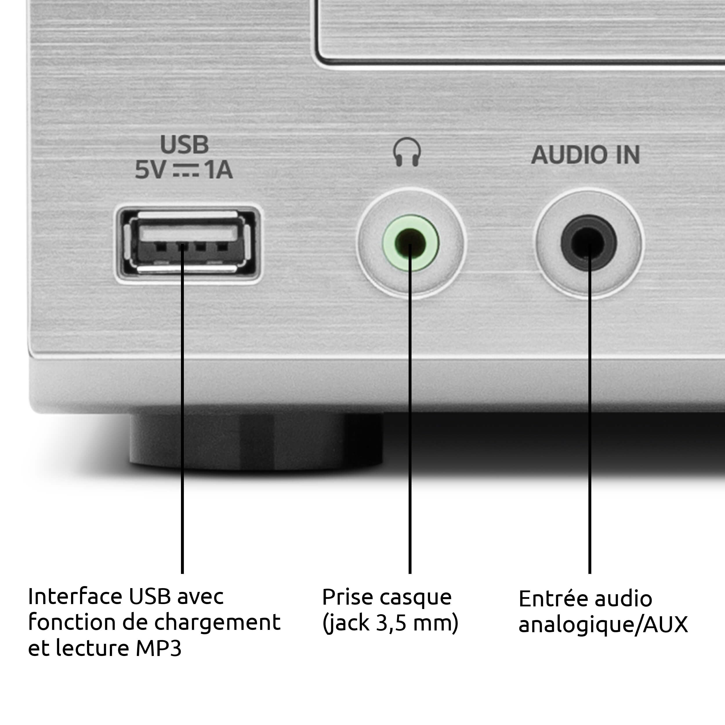 TechniSat Viola 710 CD IR – Chaîne Hi-FI compacte (Radio Internet, Dab+, FM, Lecteur CD, Bluetooth, 2x20 W RMS, Enceintes stéréo, Prise Casque, réveil, minuterie Sommeil, télécommande)