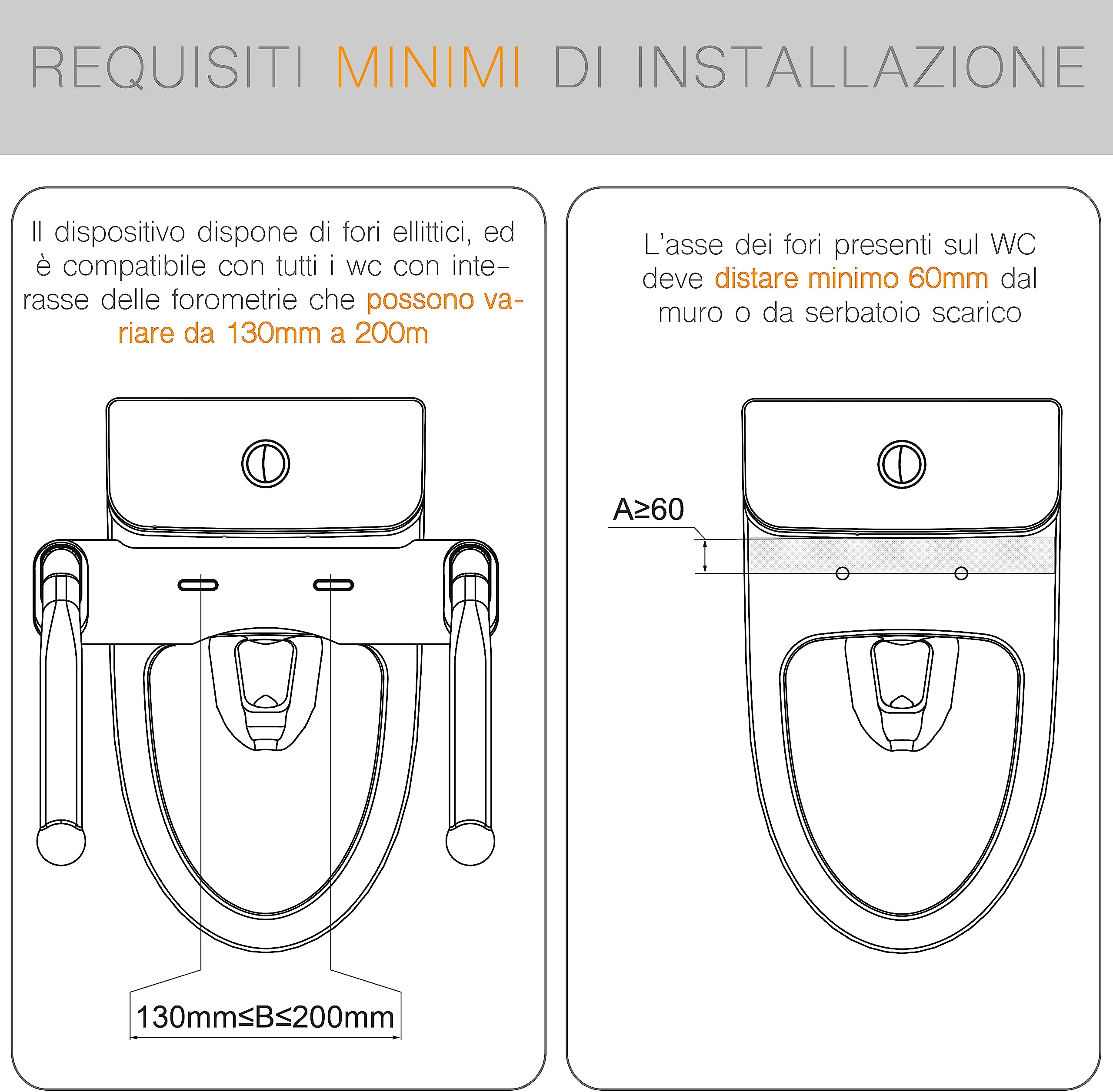 GOVITA - Maniglioni wcper anziani e disabili Barra Bagno Disabili, Braccioli per WC Pieghevole, Maniglione Bagno Disabili, Sostegno per toilette, Sedili WC per Disabili, Supporto WC per Anziani